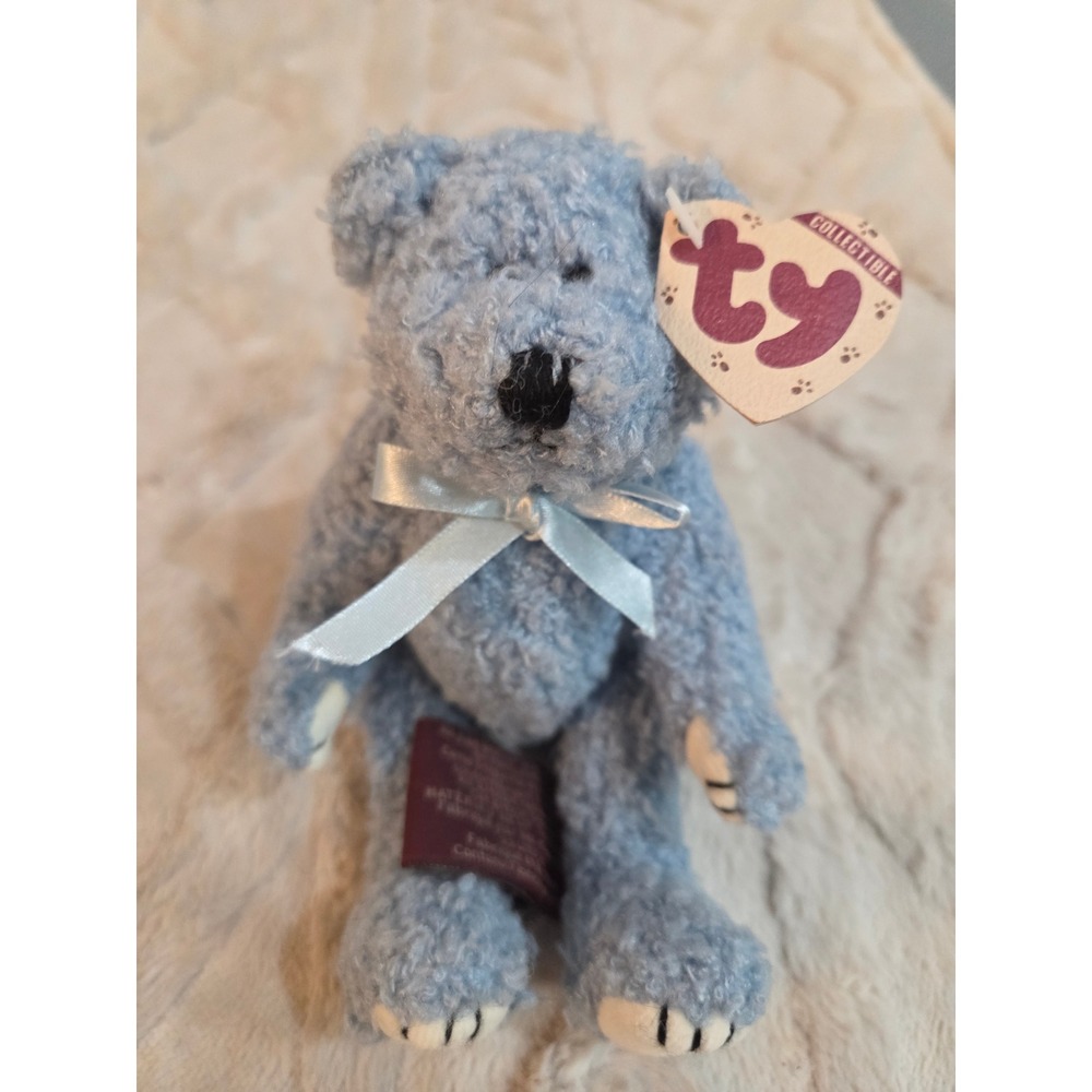 Ty Attic Treasures Bluebeary Bear Light Blue Plush Jointed Teddy Bear 1993 06080